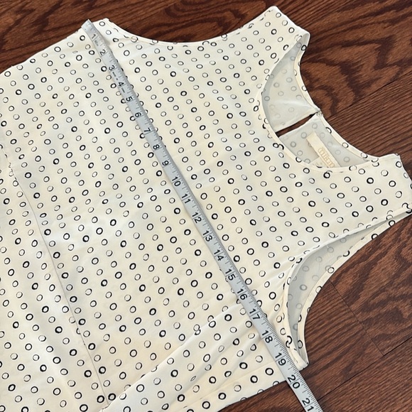 Nordstrom Collection SILK sleeveless dress shift midi dress white blk circles 10 - Picture 8 of 13